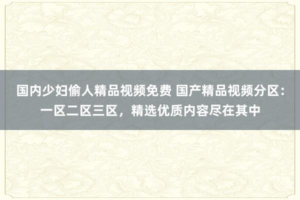 国内少妇偷人精品视频免费 国产精品视频分区：一区二区三区，精选优质内容尽在其中
