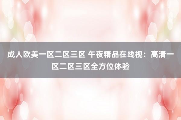 成人欧美一区二区三区 午夜精品在线视：高清一区二区三区全方位体验