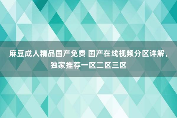 麻豆成人精品国产免费 国产在线视频分区详解，独家推荐一区二区三区