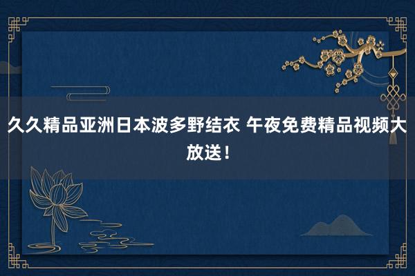 久久精品亚洲日本波多野结衣 午夜免费精品视频大放送！