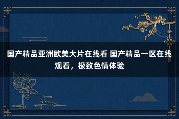 国产精品亚洲欧美大片在线看 国产精品一区在线观看，极致色情体验